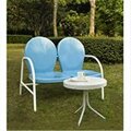 Classic Accessories Crosley Furniture Griffith 2 Pc. Metal Outdoor Conversation Seating Set-Loveseat, Table, Sky Blue VE3047741
